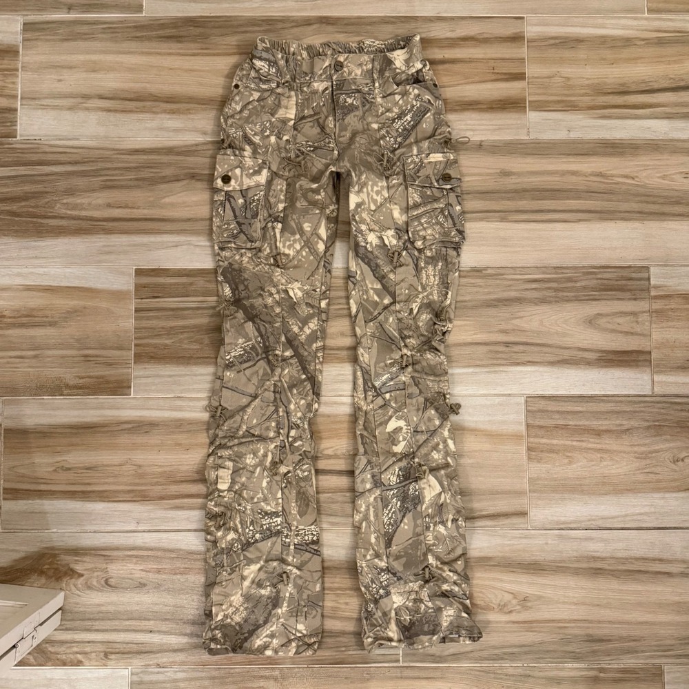 Smoke Rise RED Mens Real Tree Camo Stacked Cargo Pants Bungee Toggles Size M